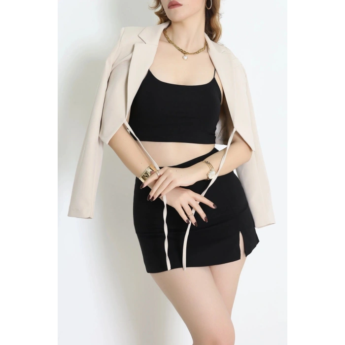 Dabıl Kumaş Astarlı Blazer Ceket Bej - 2138.1991.