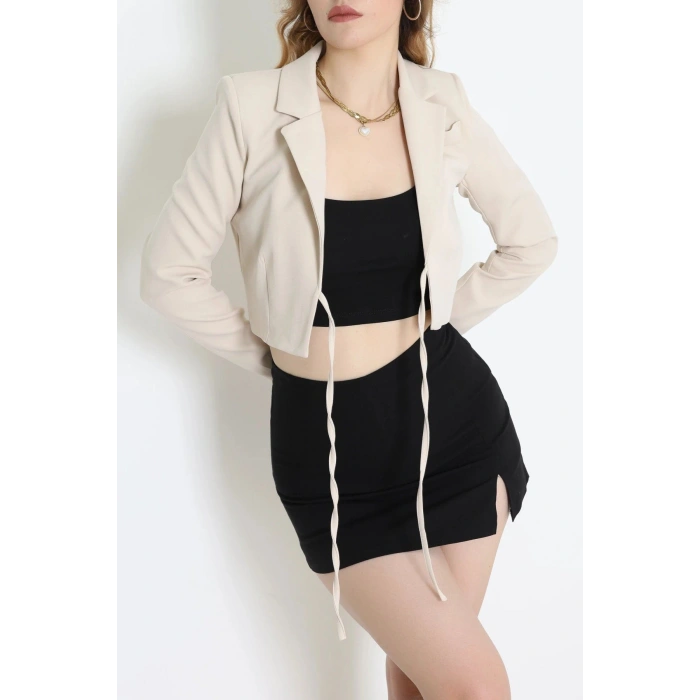 Dabıl Kumaş Astarlı Blazer Ceket Bej - 2138.1991.