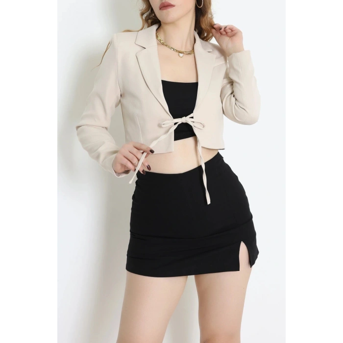 Dabıl Kumaş Astarlı Blazer Ceket Bej - 2138.1991.