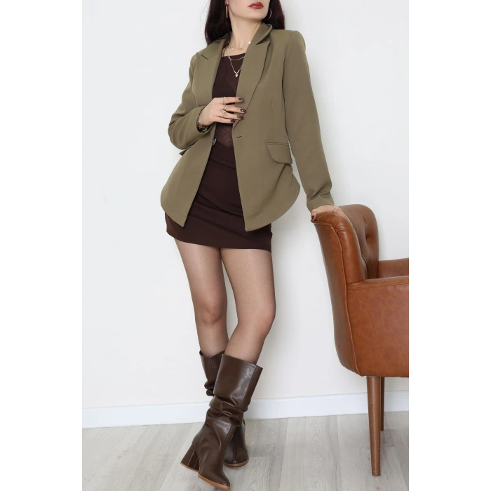 Dabıl Kumaş Astarlı Blazer Ceket Haki - 2148.1991.