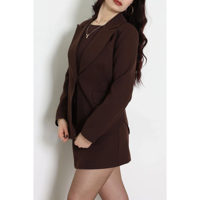Dabıl Kumaş Astarlı Blazer Ceket Kahve - 2148.1991.