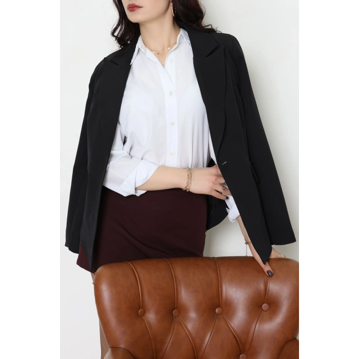 Dabıl Kumaş Astarlı Blazer Ceket Siyah - 2148.1991.