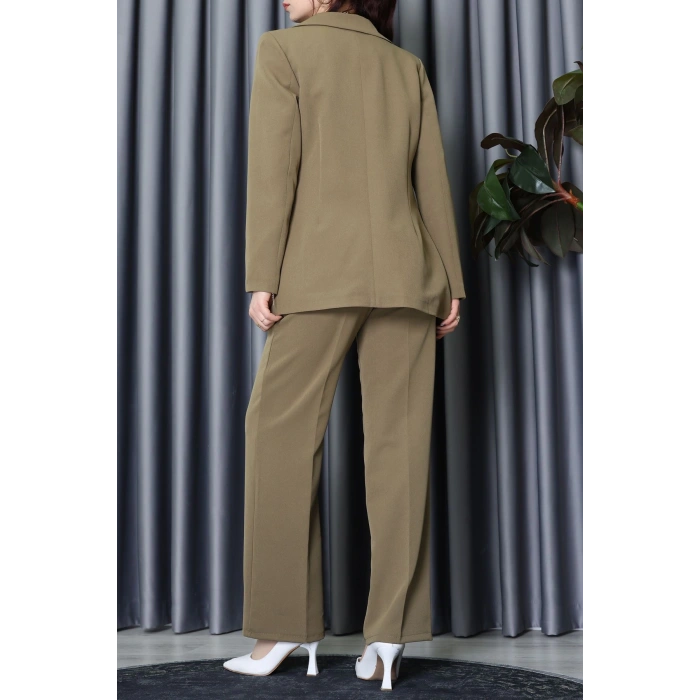 Dabıl Kumaş Astarlı İkili Blazer Takım Yağyeşili - 55041.1397.