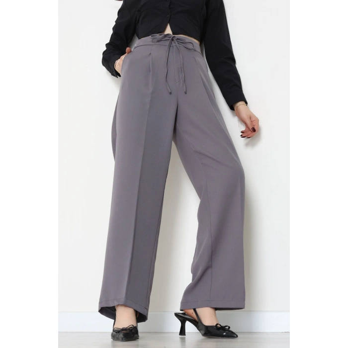 Dabıl Kumaş Beli Bağcıklı Pantolon Antrasit - 51615.683.