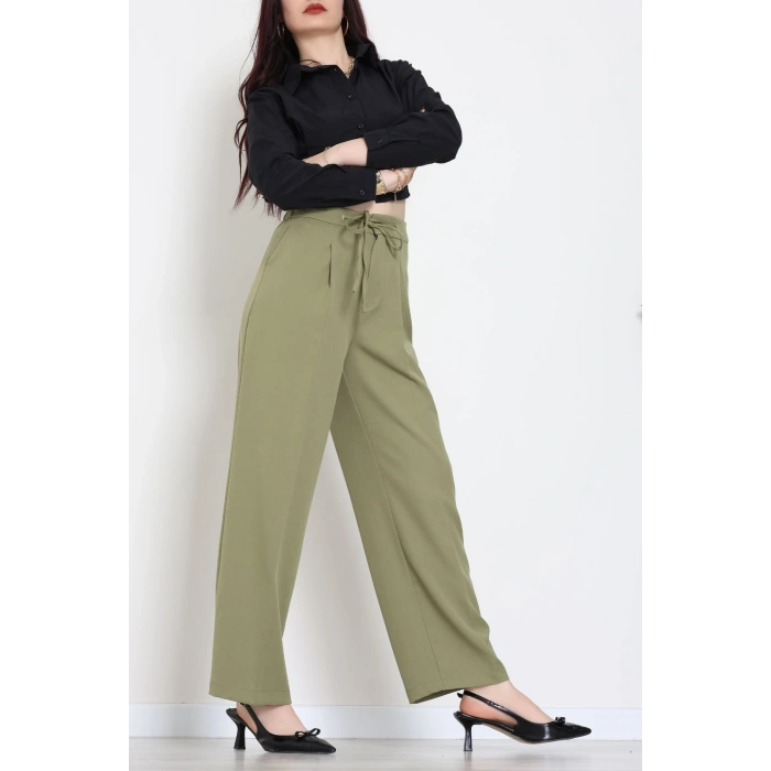 Dabıl Kumaş Beli Bağcıklı Pantolon Çağla - 51615.683.
