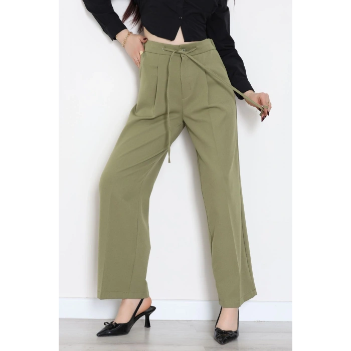 Dabıl Kumaş Beli Bağcıklı Pantolon Çağla - 51615.683.
