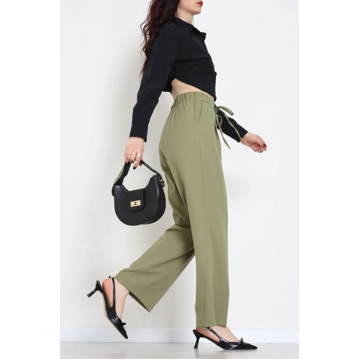 Dabıl Kumaş Beli Bağcıklı Pantolon Çağla - 51615.683.