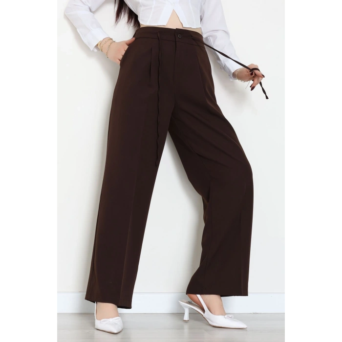 Dabıl Kumaş Beli Bağcıklı Pantolon Kahve - 51615.683.