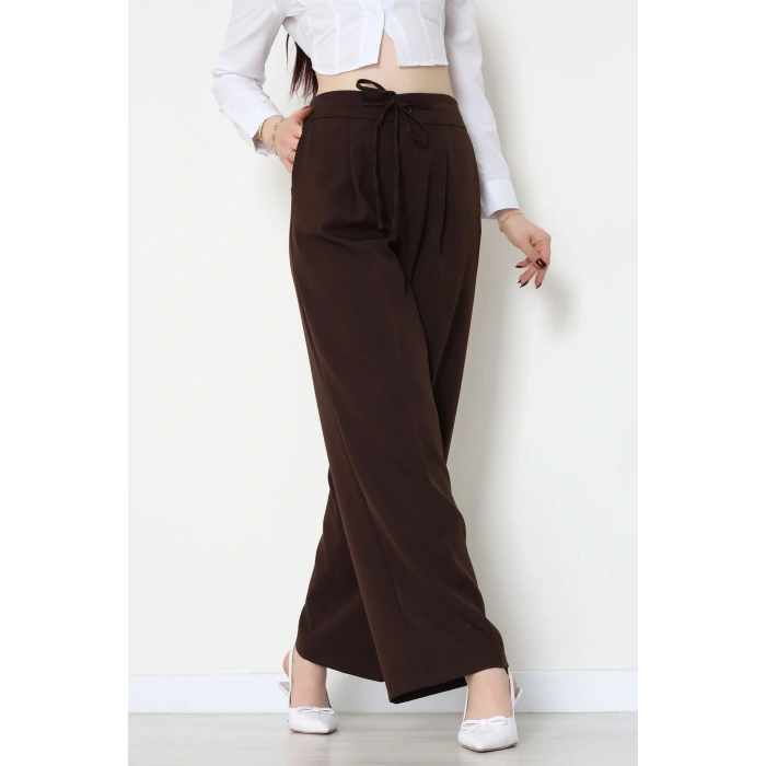 Dabıl Kumaş Beli Bağcıklı Pantolon Kahve - 51615.683.