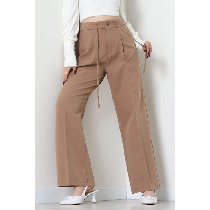Dabıl Kumaş Beli Bağcıklı Pantolon Latte - 51615.683.
