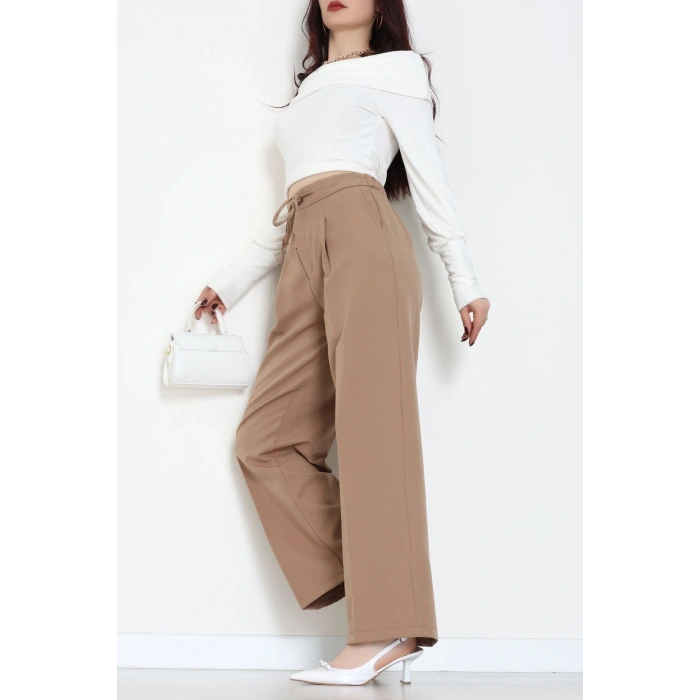 Dabıl Kumaş Beli Bağcıklı Pantolon Latte - 51615.683.