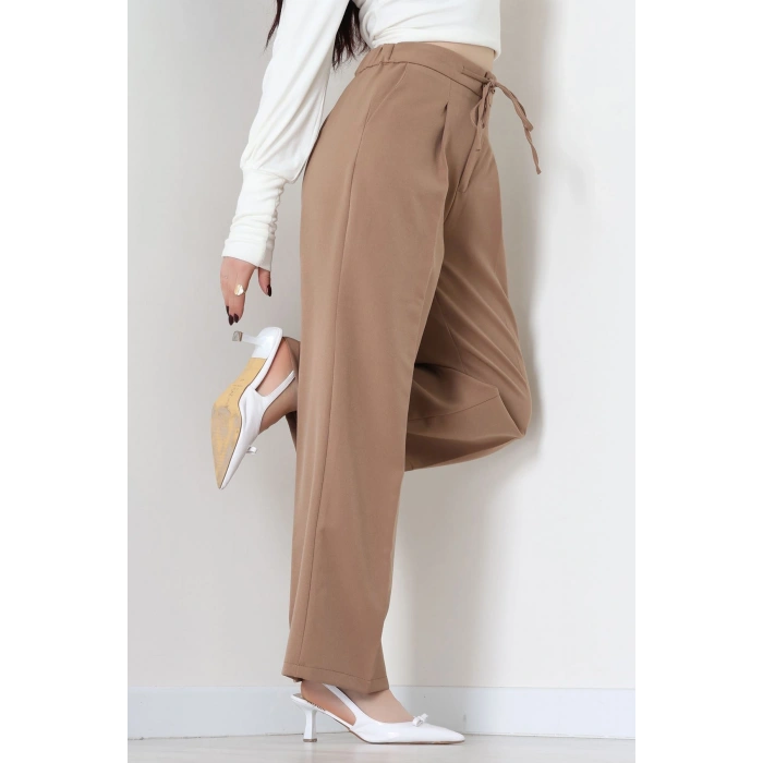 Dabıl Kumaş Beli Bağcıklı Pantolon Latte - 51615.683.