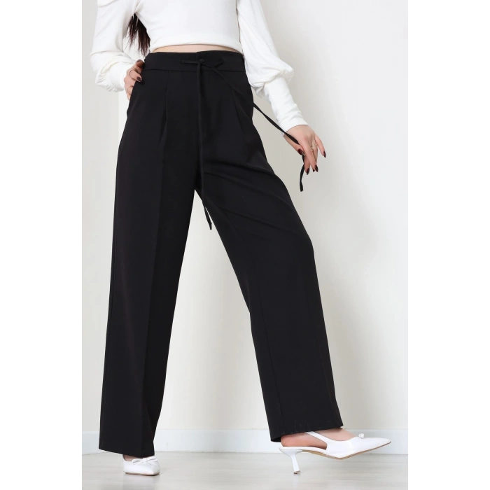 Dabıl Kumaş Beli Bağcıklı Pantolon Siyah - 51615.683.