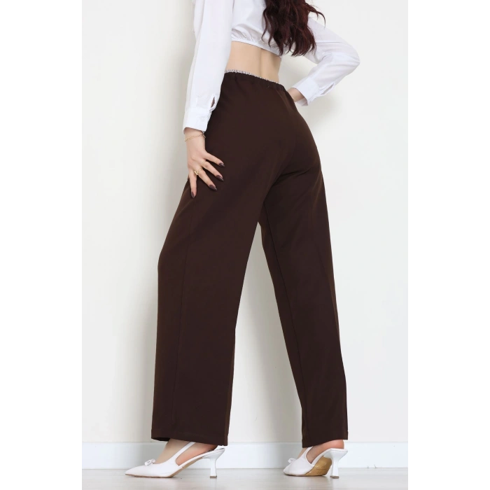 Dabıl Kumaş Beli Lastikli Pantolon Kahve - 51617.683.