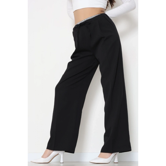Dabıl Kumaş Beli Lastikli Pantolon Siyah - 51617.683.