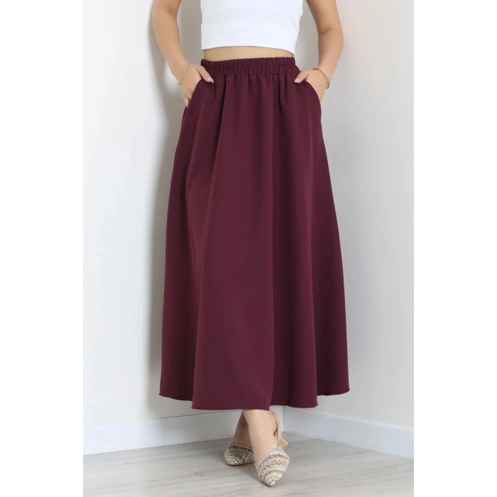 Dabıl Kumaş Cepli Etek Eflatun - 43952.1884.