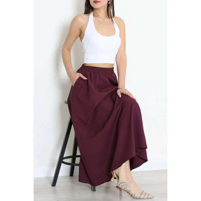 Dabıl Kumaş Cepli Etek Eflatun - 43952.1884.