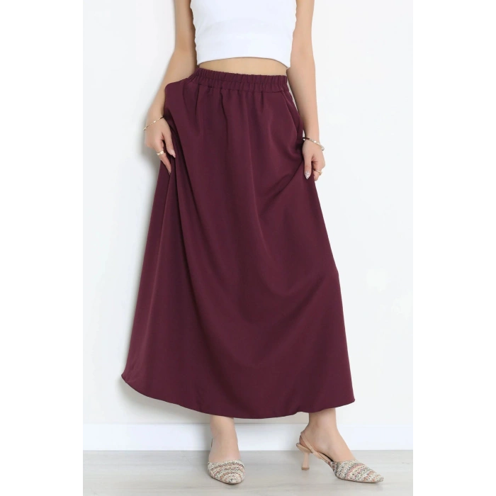 Dabıl Kumaş Cepli Etek Eflatun - 43952.1884.