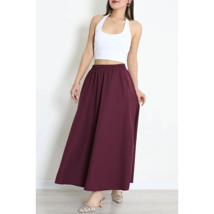 Dabıl Kumaş Cepli Etek Eflatun - 43952.1884.