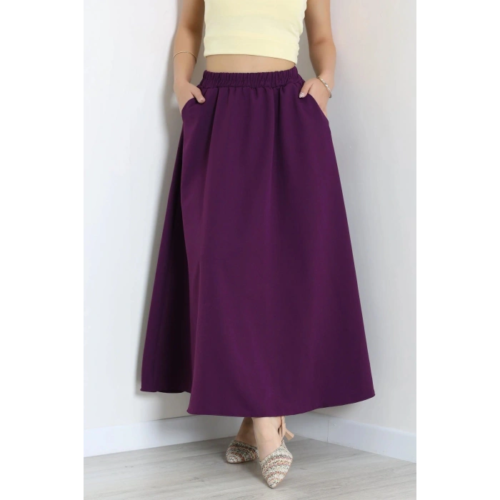 Dabıl Kumaş Cepli Etek Mor - 43952.1884.