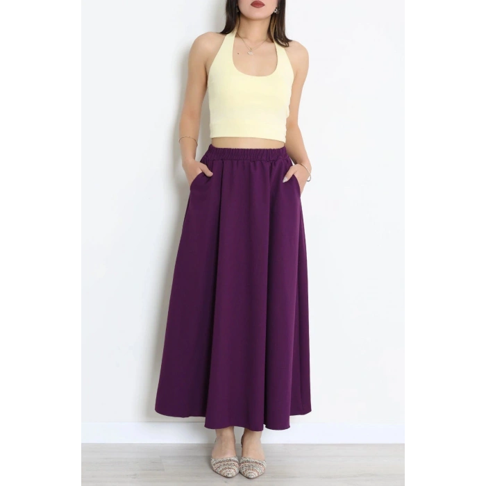 Dabıl Kumaş Cepli Etek Mor - 43952.1884.