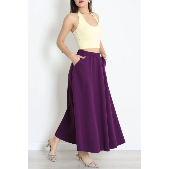 Dabıl Kumaş Cepli Etek Mor - 43952.1884.