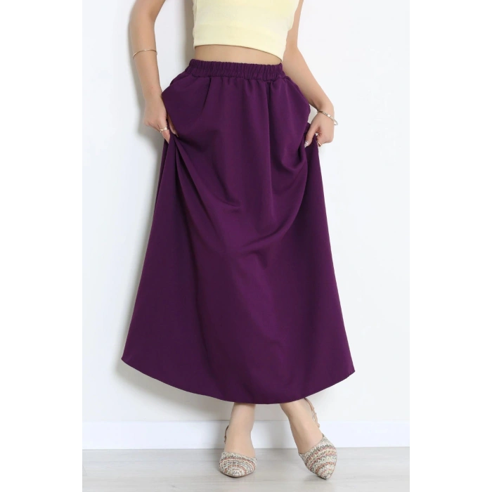 Dabıl Kumaş Cepli Etek Mor - 43952.1884.