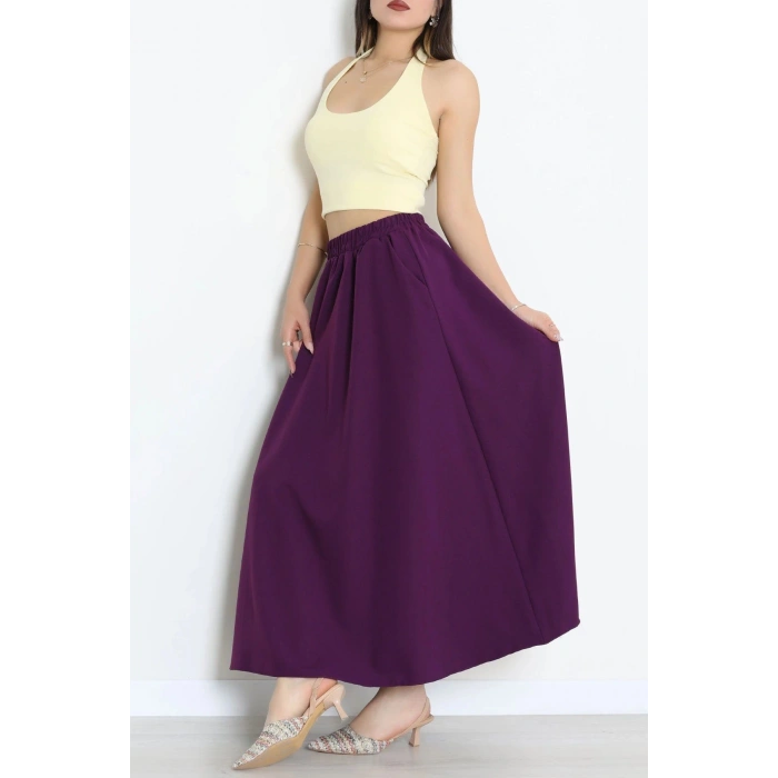 Dabıl Kumaş Cepli Etek Mor - 43952.1884.