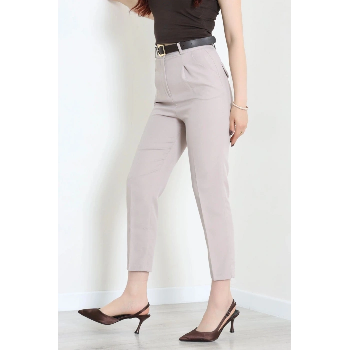 Dabıl Kumaş Cepli Kemerli Pantolon Taş - 71501.1920.