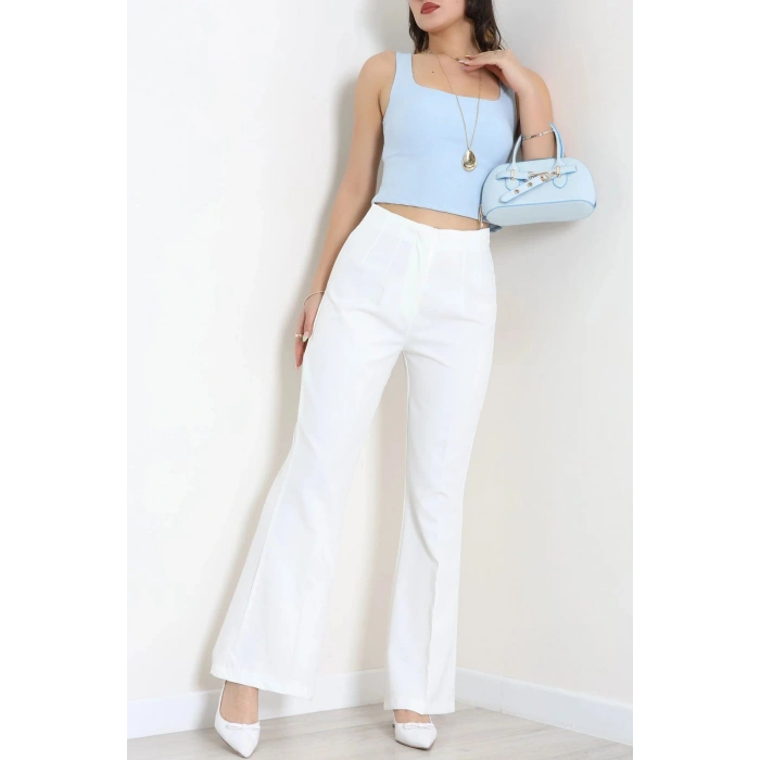 Dabıl Kumaş İspanyol Paça Pantolon Beyaz - 71472.2061.