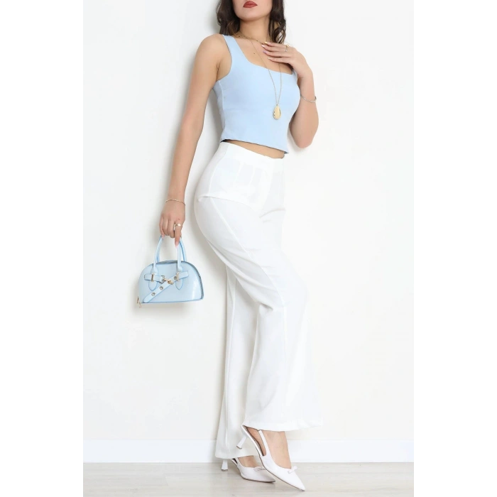 Dabıl Kumaş İspanyol Paça Pantolon Beyaz - 71472.2061.