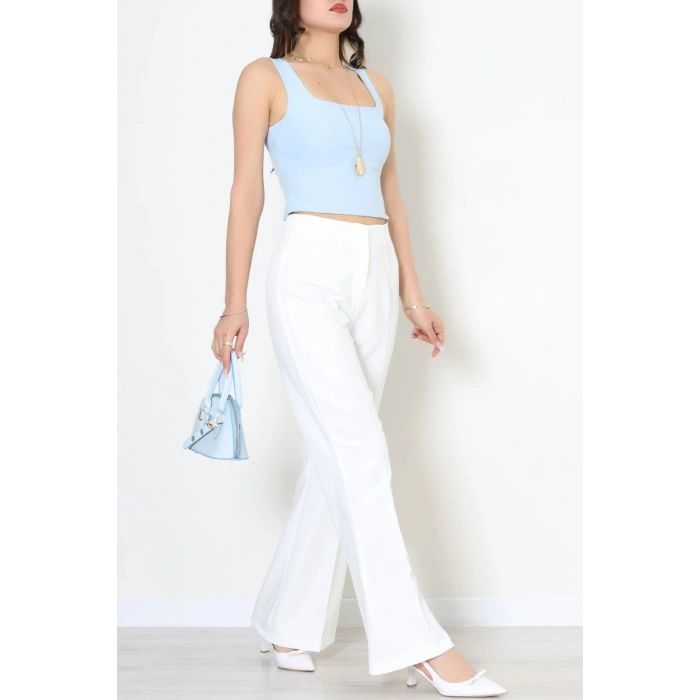 Dabıl Kumaş İspanyol Paça Pantolon Beyaz - 71472.2061.