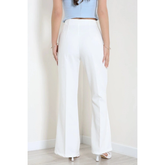 Dabıl Kumaş İspanyol Paça Pantolon Beyaz - 71472.2061.