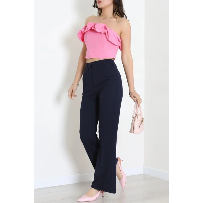 Dabıl Kumaş İspanyol Paça Pantolon Lacivert - 71472.2061.