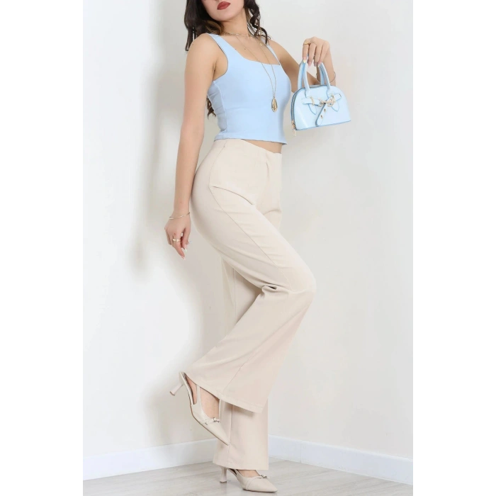 Dabıl Kumaş İspanyol Paça Pantolon Taş - 71472.2061.