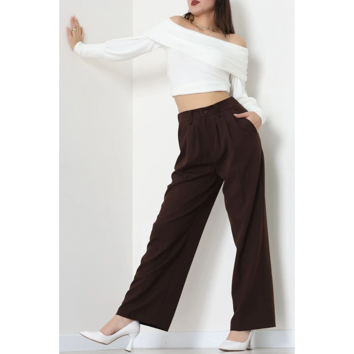 Dabıl Kumaş Lastikli Pantolon Acıkahve - 51612.683.