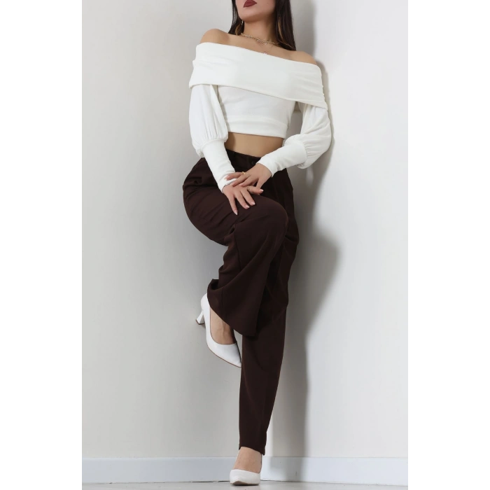 Dabıl Kumaş Lastikli Pantolon Acıkahve - 51612.683.