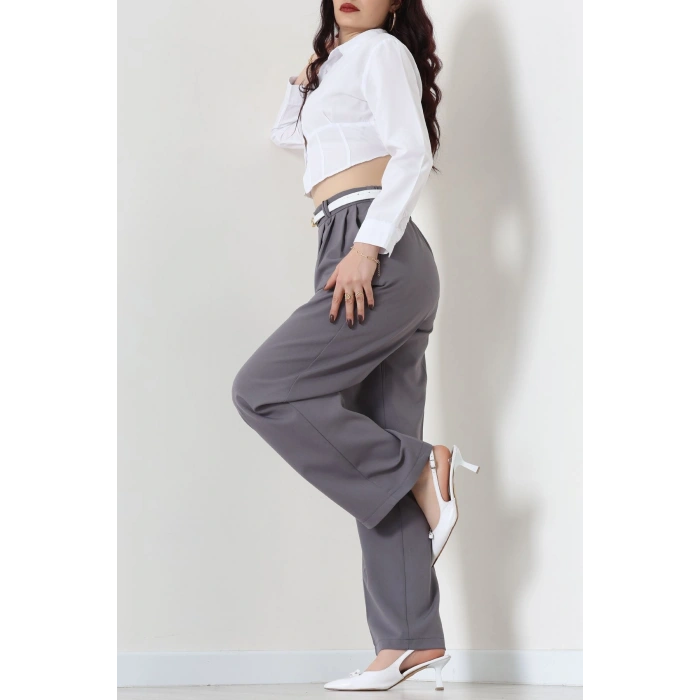 Dabıl Kumaş Lastikli Pantolon Füme - 51612.683.