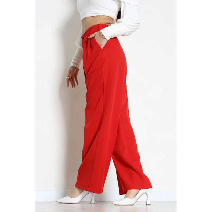 Dabıl Kumaş Lastikli Pantolon Kırmızı - 51612.683.