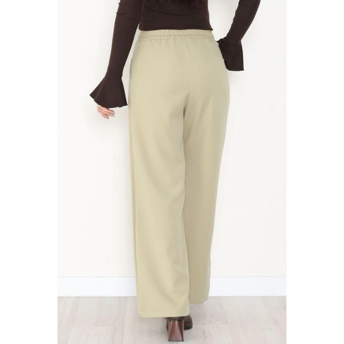 Dabıl Kumaş Önden Pileli Palazzo Pantolon Çağla - 2081.1991.