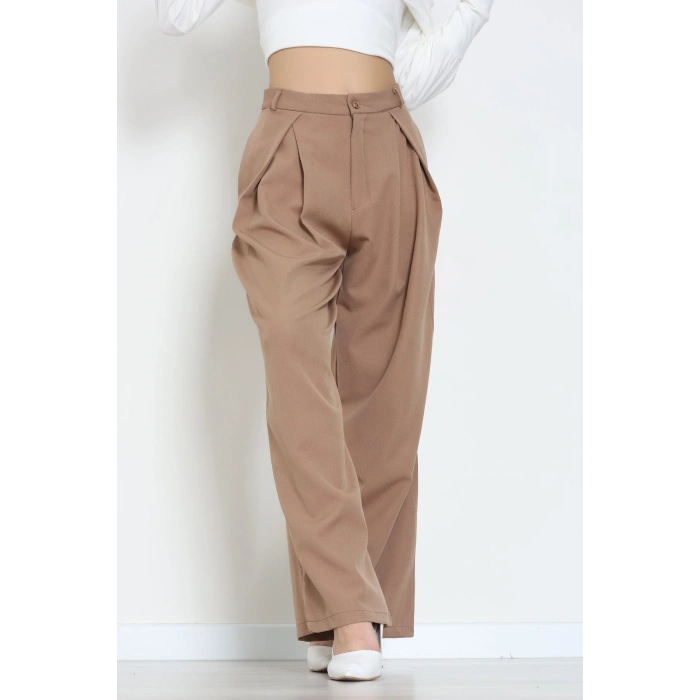 Dabıl Kumaş Pile Detaylı Pantolon Latte - 51610.683.