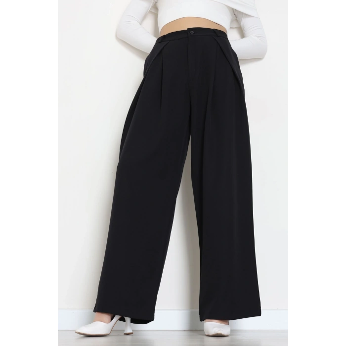 Dabıl Kumaş Pile Detaylı Pantolon Siyah - 51610.683.