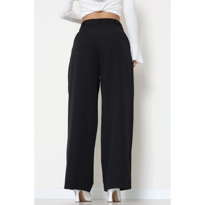 Dabıl Kumaş Pile Detaylı Pantolon Siyah - 51610.683.