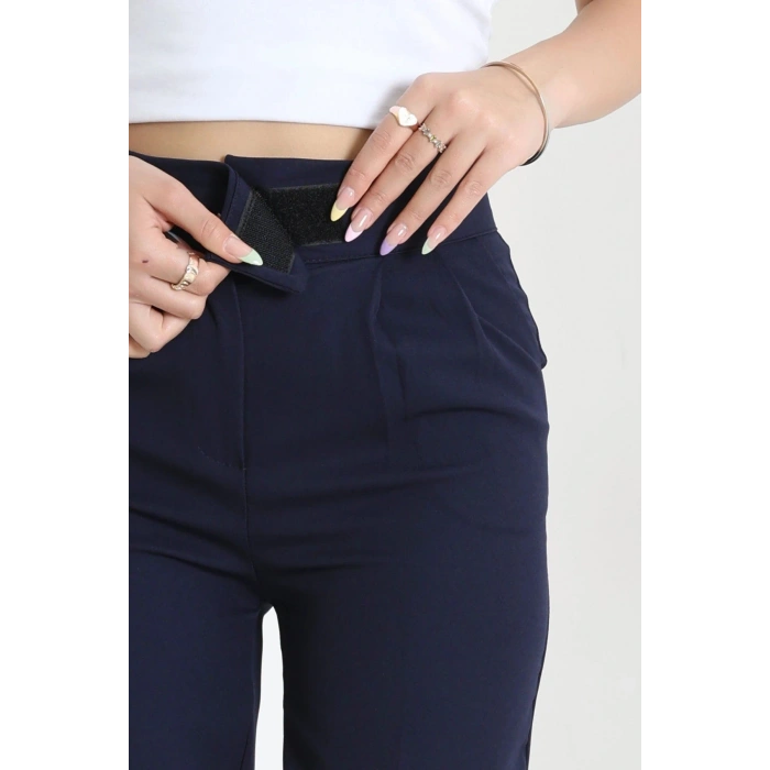 Dabıl Kumaş Pileli Cırtlı Pantolon Lacivert - 71502.1920.