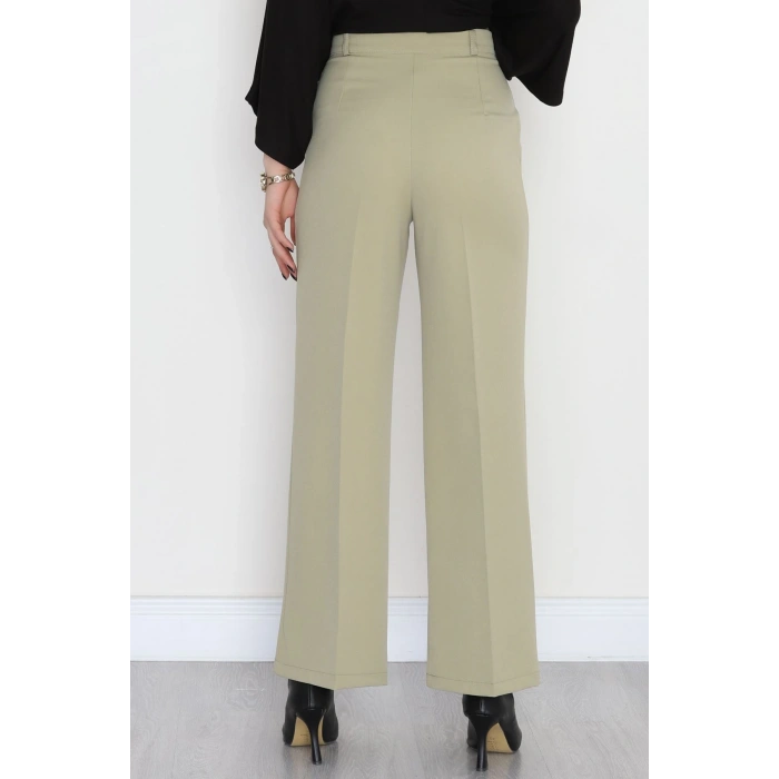 Dabıl Kumaş Pileli Palazzo Pantolon Çağla - 51062.1991.