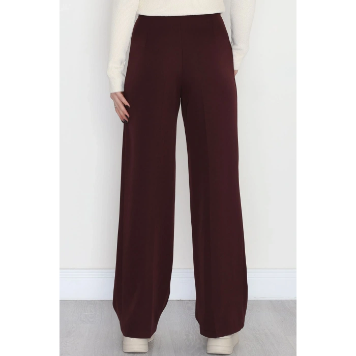 Dabıl Kumaş Pileli Palazzo Pantolon Mürdüm - 51062.1991.