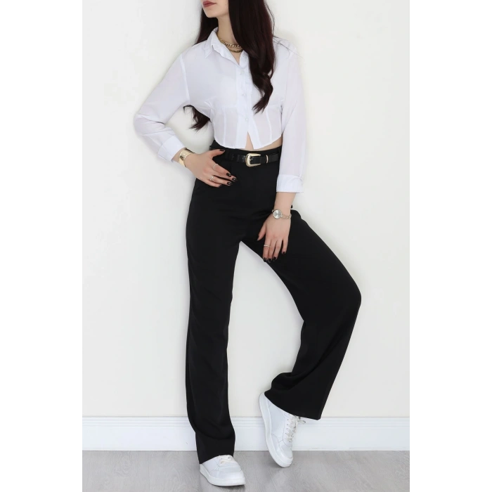 Dabıl Kumaş Pileli Palazzo Pantolon Siyah - 51062.1991.