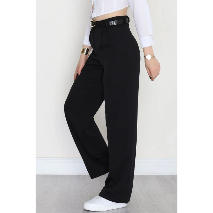 Dabıl Kumaş Pileli Palazzo Pantolon Siyah - 51062.1991.