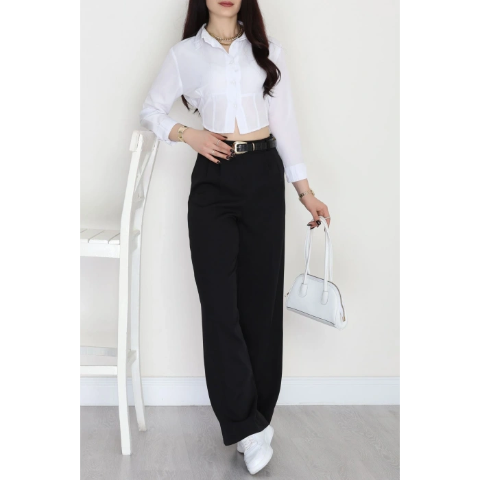 Dabıl Kumaş Pileli Palazzo Pantolon Siyah - 51062.1991.