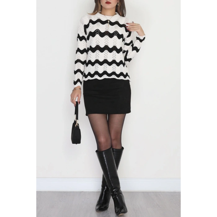 Dalga Çizgili Triko Lattesiyah - 1529.1577.